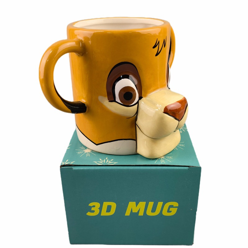 Taza de cerámica 3D estereoscópica pintada a mano, taza de animales pintada a mano, taza de café del rey león, taza de agua del león