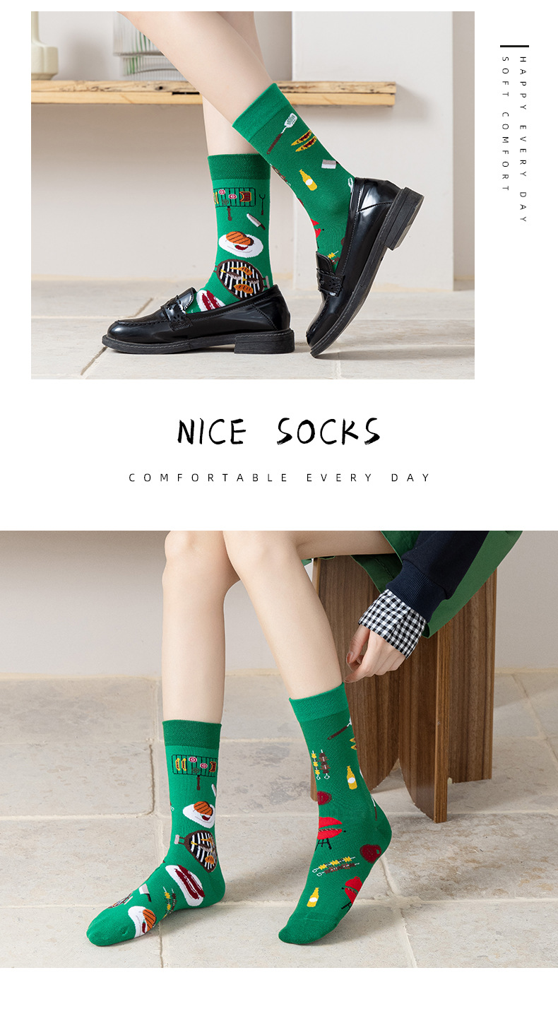 780g Weight Sock Classification 1 Set Quantity Daily Occasion Sweatproof Function Cartoon Pattern All Seasons Season Unisex Gender Cotton Fabric Fashion Style Unisex Fashion Cartoon Cotton Crew Socks 1 Set 14