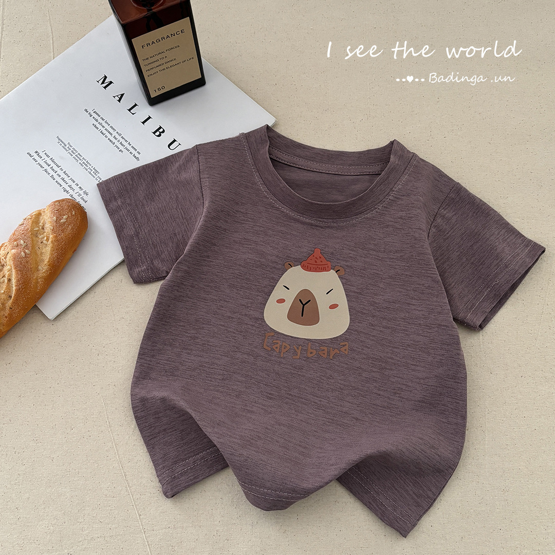 Spring and Summer New Children's Short-Sleeve T-Shirt, Children's Casual Cartoon Short T-Shirt, Trendy Home Wear for Boys and Girls