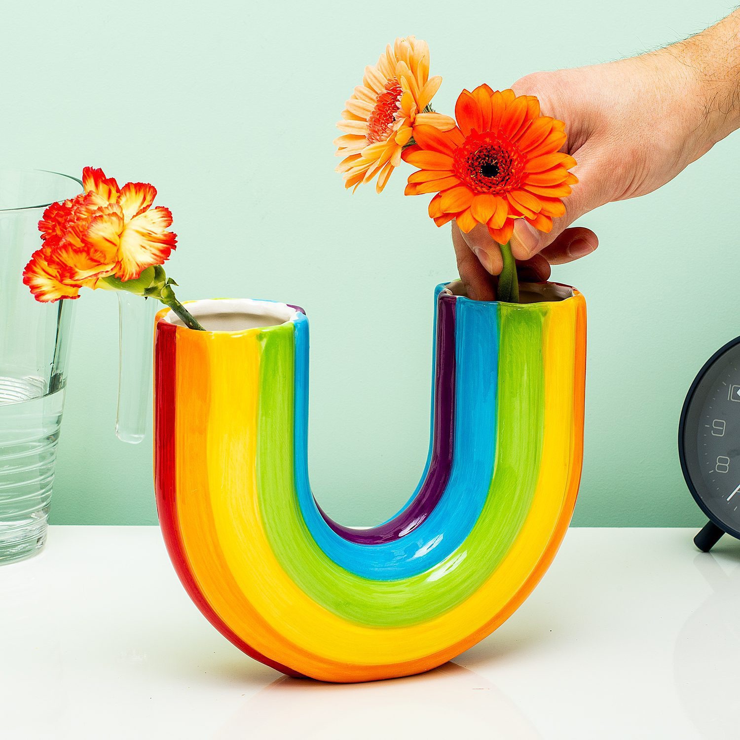 Nuevo simple arco iris flor floral decorativa para el hogar decoración de la sala de estar jardín floral floral de resina seca