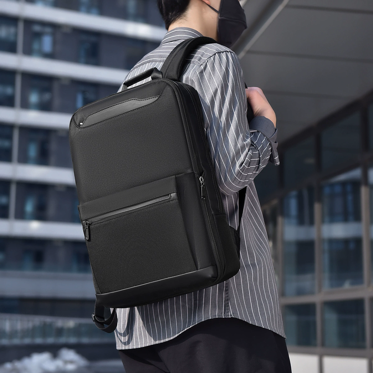 Capacious waterproof backpack, laptop, school bag, business version