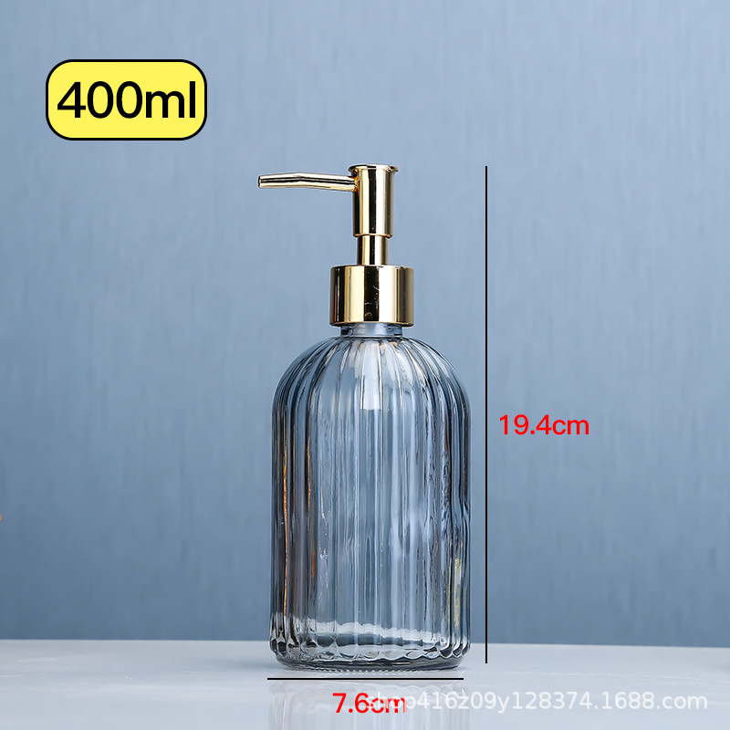 Color 400ml jabón líquido botella de prensa botella de desinfectante de manos de rayas verticales botella de loción botella de gel de ducha de vidrio de estilo europeo botella de Gel de Ducha