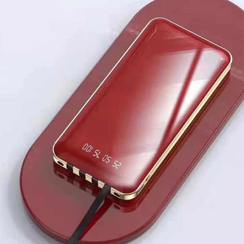 Teléfono móvil portátil cargador tesoro de viaje al aire libre con cuatro líneas de salida espejo poroso fuente de alimentación móvil para compartir stock