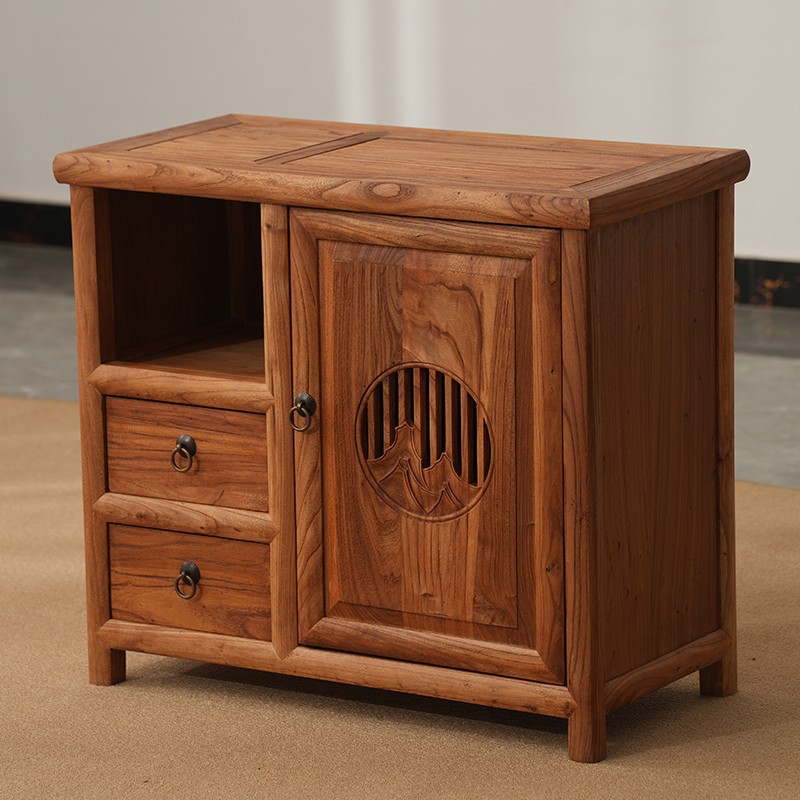 Old Elm Sideboard, New Chinese Style Tea Cabinet, Solid Wood Water Boiler, Living Room Integrated Tea Cabinet, Retro Storage Cabinet