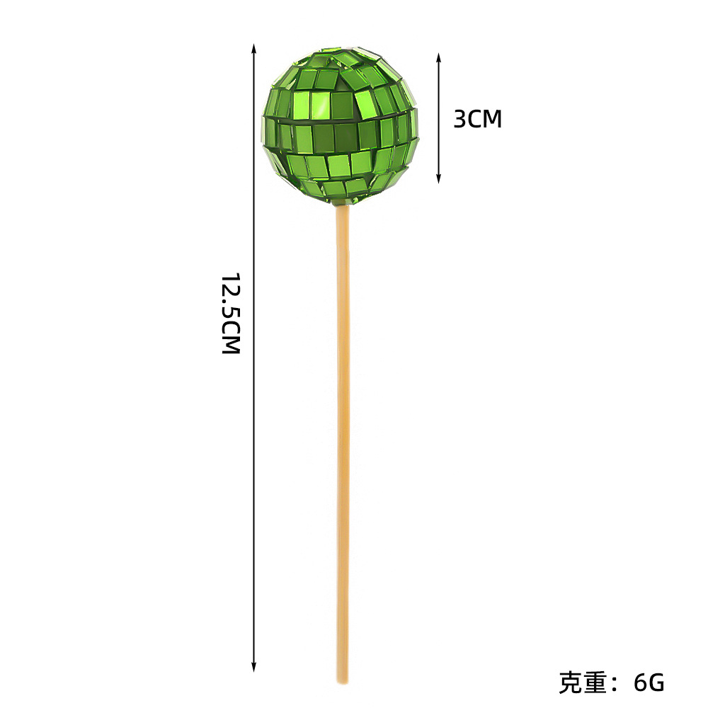 Bolas de espejo de discoteca transfronterizas pastel de cumpleaños decoración de bolas de espejo con inserción de palo de madera fiestas de fiesta props