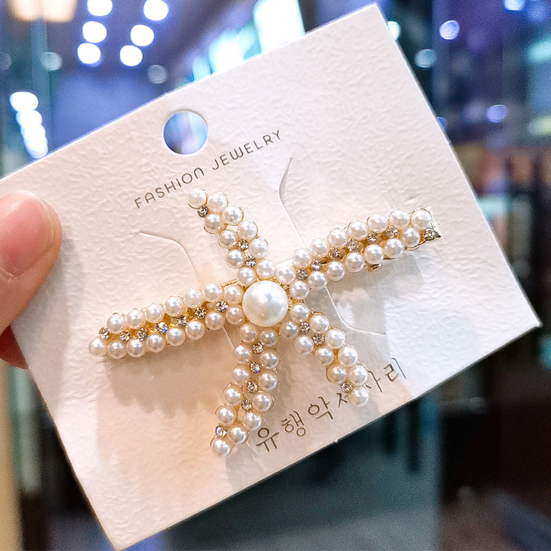 Vacation Women's Starfish Alloy Inlay Rhinestones Pearl Hair Clip display picture 3
