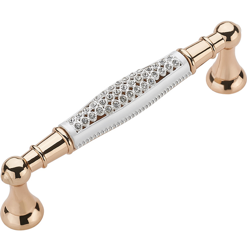 Estilo europeo champán oro armario moderno minimalista cajón gabinete puerta manija diamante-incrustado pastoral puerta del gabinete manija de la manija