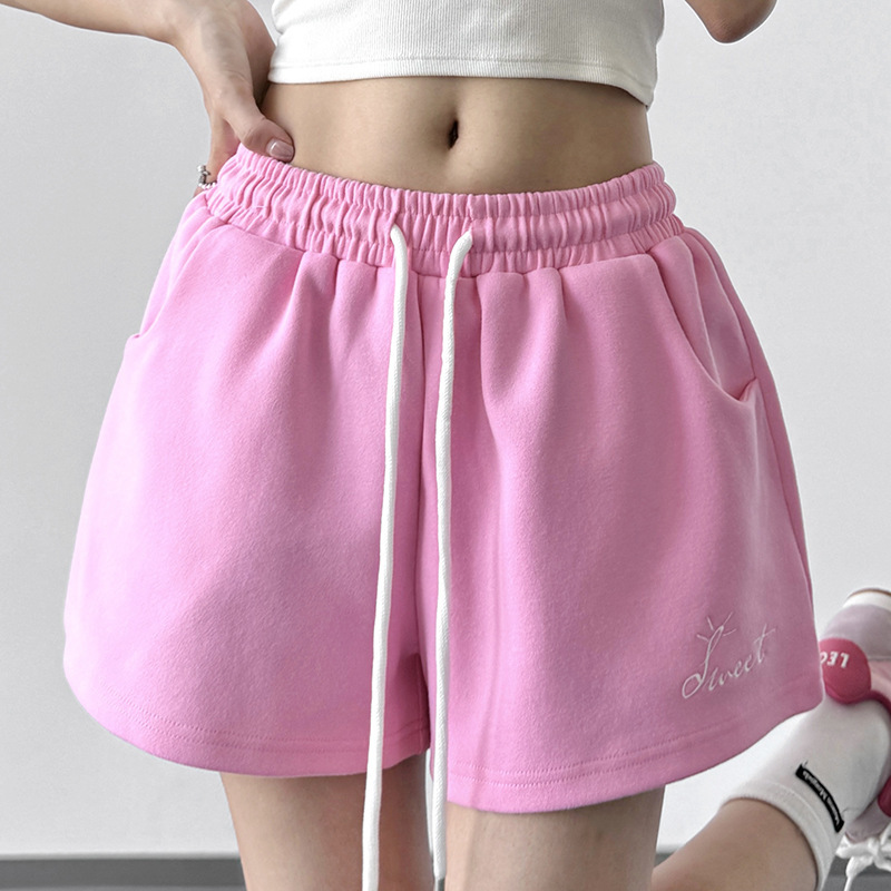 2025 New Summer Women's Casual Pants Women's High-Waist Slim Loose Versatile Straight Wide-Leg Pants Sports Shorts