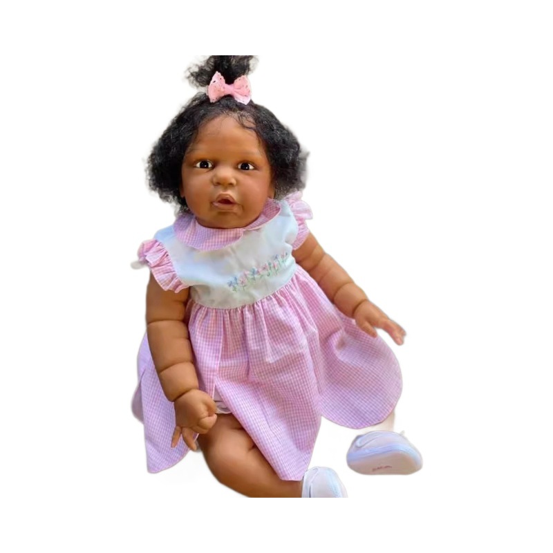 60 cm muñeca negra magrot simulación muñeca renacida de bebés transfronterizos mar azul suministro de una pieza