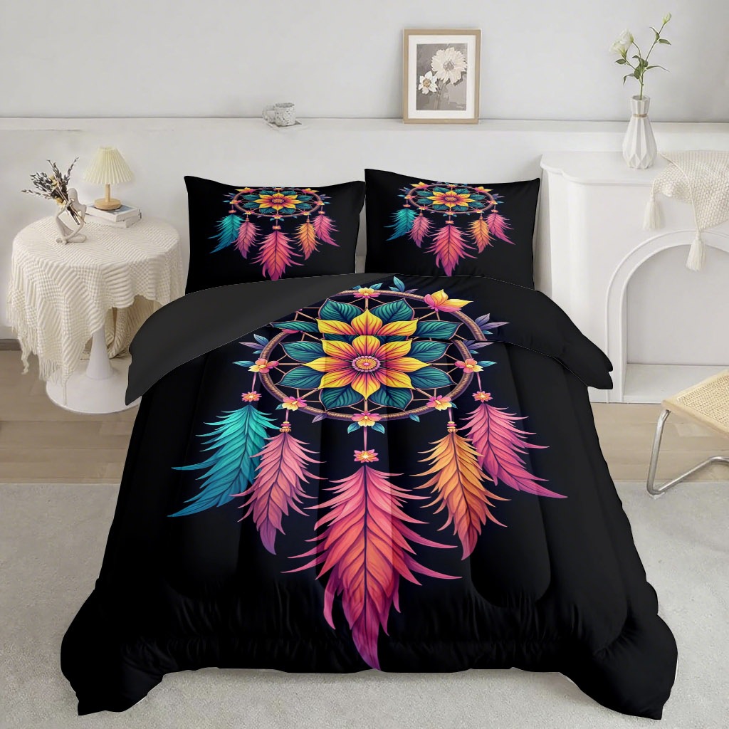 TEMU / JIT transfronterizo dreamcatcher 3D impresión digital 180gms edredón conjunto de ropa de cama