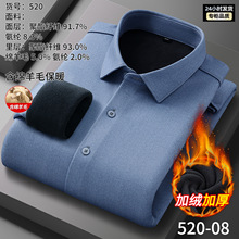 【含绵羊毛】春秋款加厚保暖纯色休闲长袖衬衣职业装男士商务衬衫