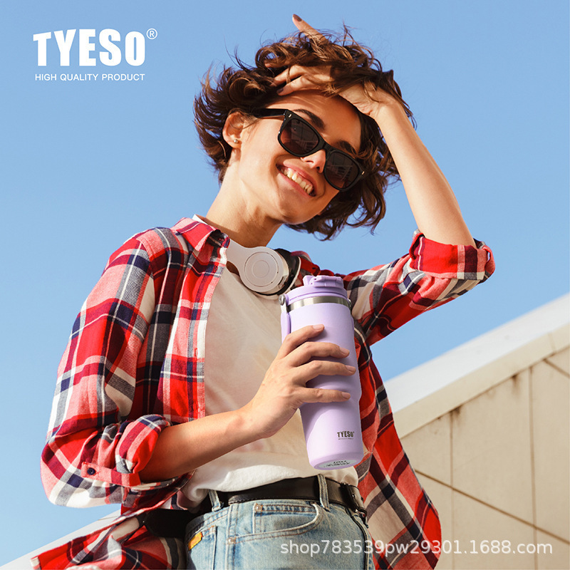 新しい tyeso 大容量アイスカップ車のカップ男性と女性のポータブルストローカップ断熱冷水ボトル|undefined