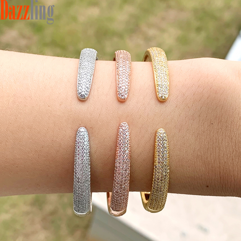 Adjustable Minimalist Zircon Bangle Women's Trendy Diamond Jewelry_voghion.com