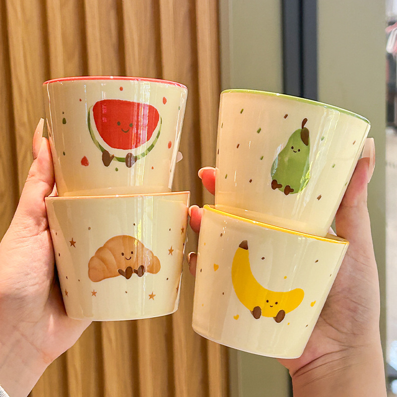 Ins High-Looking and Cute Fruit Croissant Ceramic Cup for Home Use 2025 New Style Mug Couple Milk Coffee Cup Ins High-Looking and Cute Fruit Croissant Ceramic Cup for Home Use 2025 New Style Mug Couple Milk Coffee Cup
