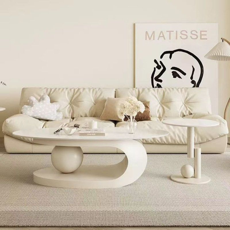 Mesa de té ovalada mesa de mesa de mesa de roca simple sala de estar doméstica tabla popular mesa de té estilo nórdico pequeño tipo de casa