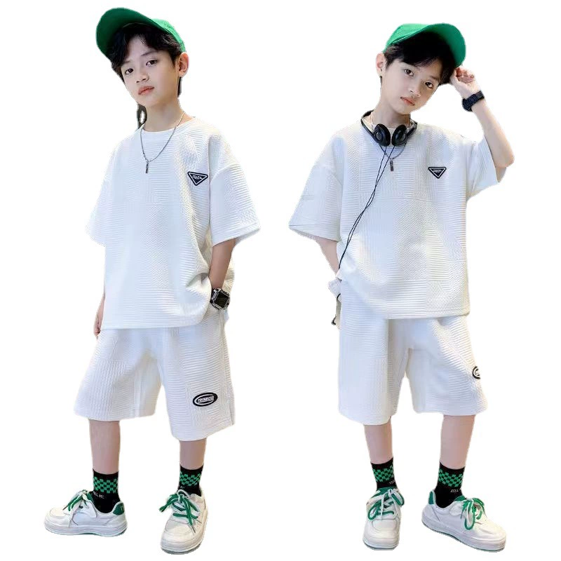 Children's summer clothing, summer thin set for boys, 2025 years, for teenagers, with short sleeve