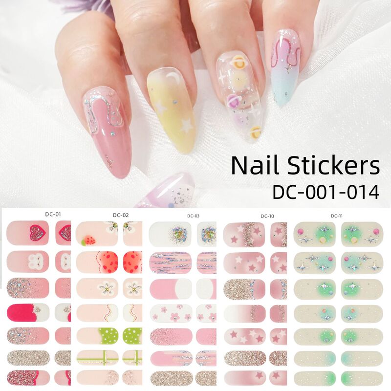 Cross-border new exam-free gel nail stickers waterproof long-lasting 3D nail stickers star love nail stickers full stickers