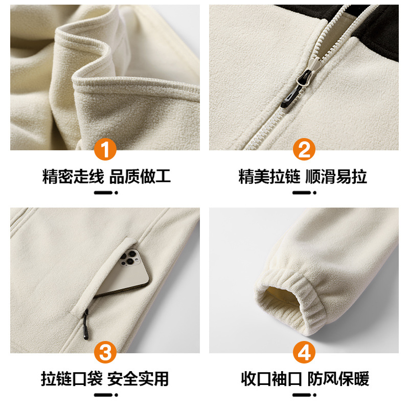 2023 New Color Matching Fleece Jacket North Style Men's Breathable Warm Pellet Coat Women's Thicken Down Jacket 
