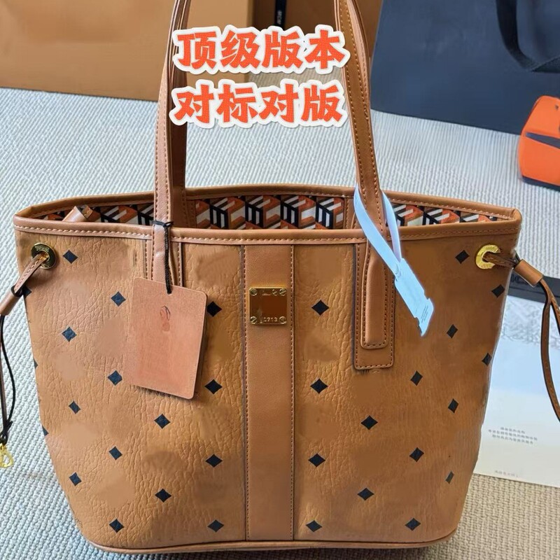 2025 New Model m Brand Mother-Daughter Tote Bag with Vintage Print, Large Capacity Shopping Bag, Handbag, Shoulder Bag, Commuter Bag for Women