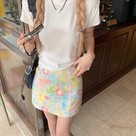 新款碎花半身裙修身包臀裙2026小个子绿色女百搭早秋高腰显瘦短裙