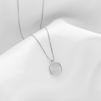retro square shell pendant copper necklace wholesale nihaojewelrypicture2