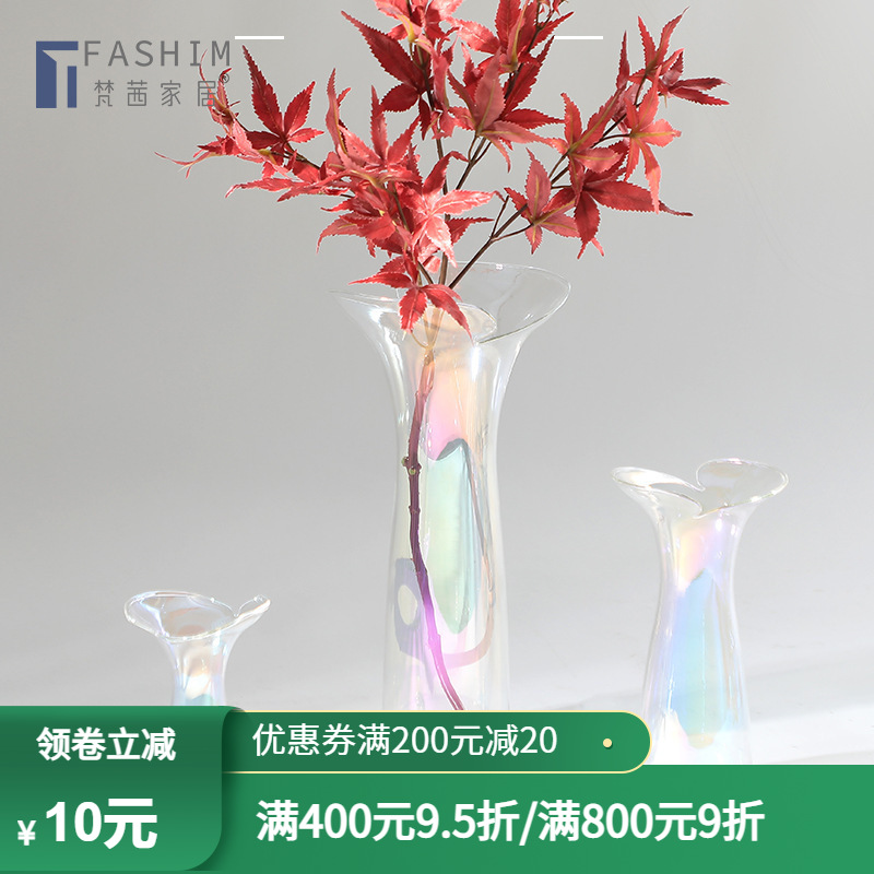 现代家居装饰创意桌面玻璃水培花瓶摆件样板房酒店新房花器摆设