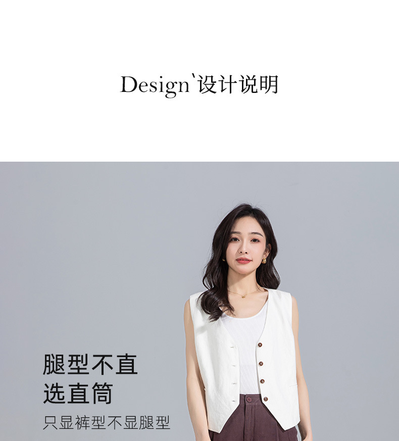 Quần ống rộng nữ cạp cao suông rộng dáng 9 phần vải linen lyocell — màu xanh hải quân chi tiết 15
