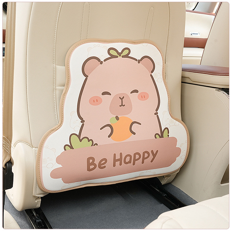 Car Anti-Kick Pad Cute Capybara 3D Car Seat Back Protector