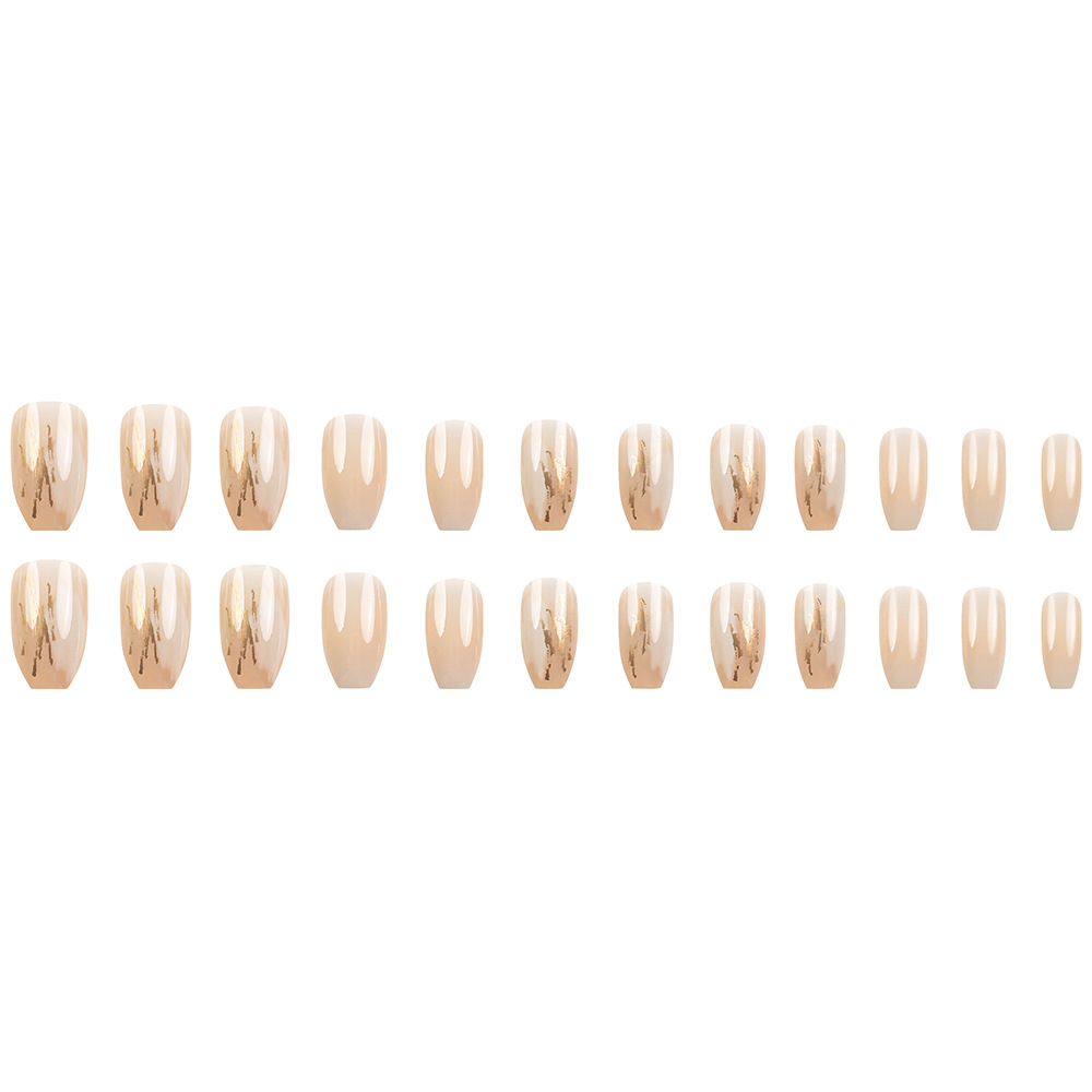 Otoño y invierno gradiente de champán para usar uñas simples Xiangfei brillante manicure 24 piezas de manicure falsas. image 6