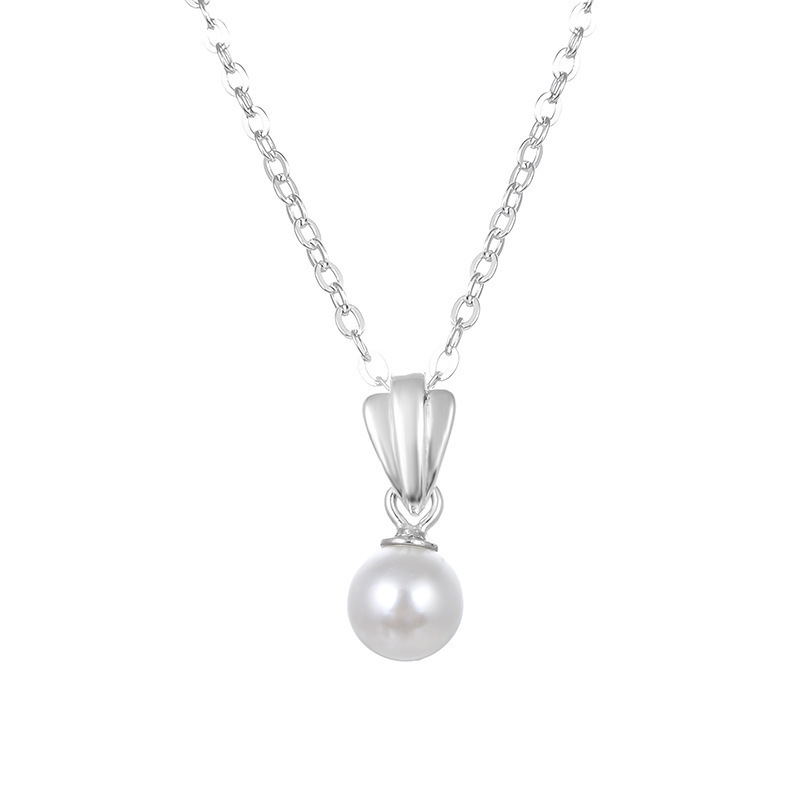 Corea del Sur Dongdaemun S925 plata nueva moda personalidad simple temperamento corto collar de perlas de perlas de cadena de clavícula para mujeres