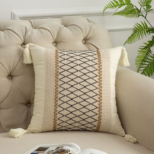 Cotton and Linen Fringe Pillowcases Bohemian Style Living Room Sofa Cushion Office Car Cushion Amazon Home