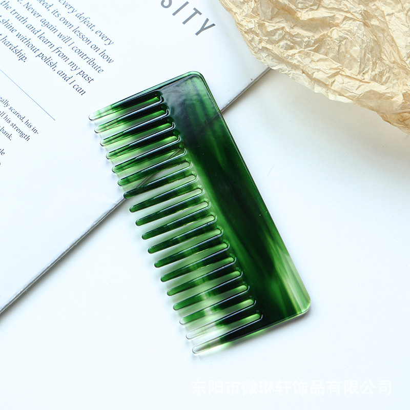 아세테이트 사각 빗 11.7cm 옥투명 그린