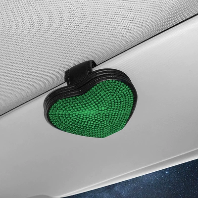 leather goods Diamond sun visor: Car Glasses Clip/Bill Clip - green-diamond-one-price