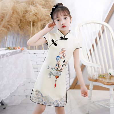 Children Chineses dresses Qipao Dresses for girls cheongsam baby Chinese wind qipao dress with short sleeves folk children dress