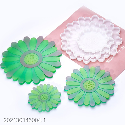 Silicone mold diy flower drip glue tea tray coaster mirror sunflower petals fruit plate tray silicone abrasive tool