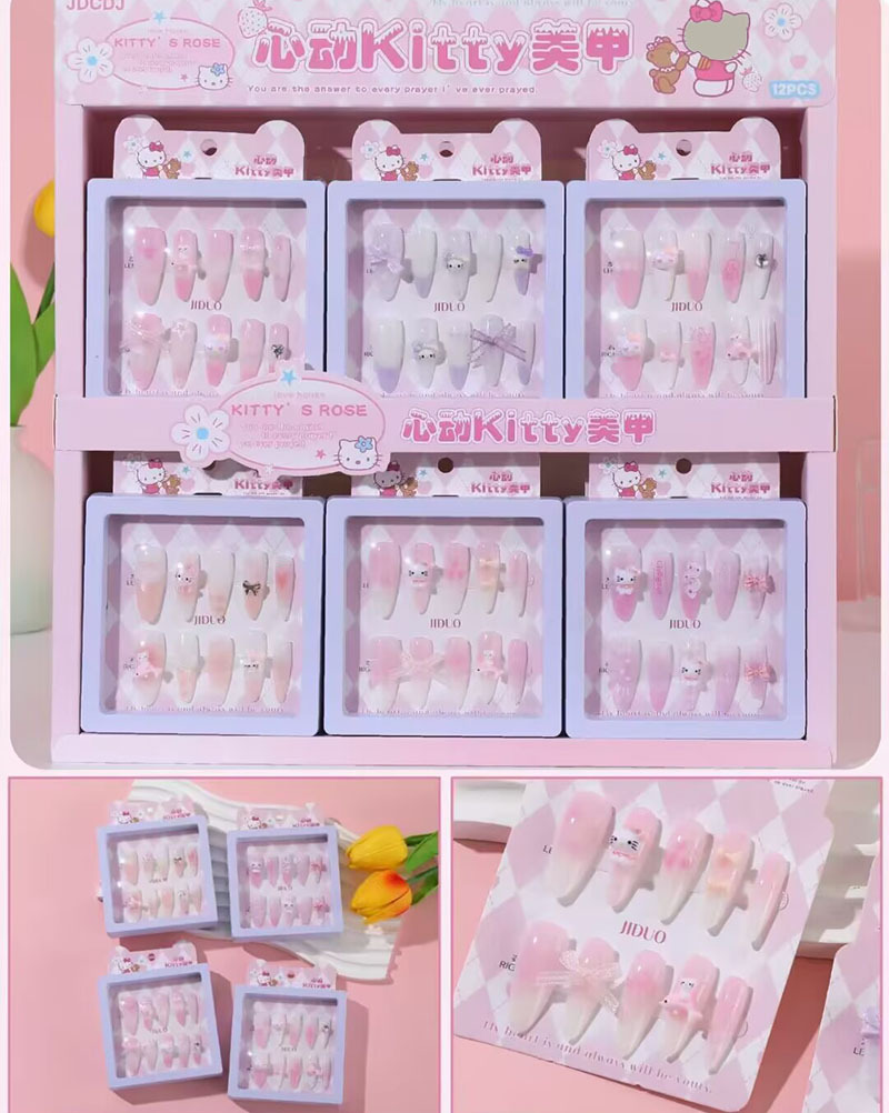 Estampado de ojos de gato con armadura, pegatinas de uñas con gelatina, dibujos animados de estudiantes lindos, desmontables, ponis con armadura image 49