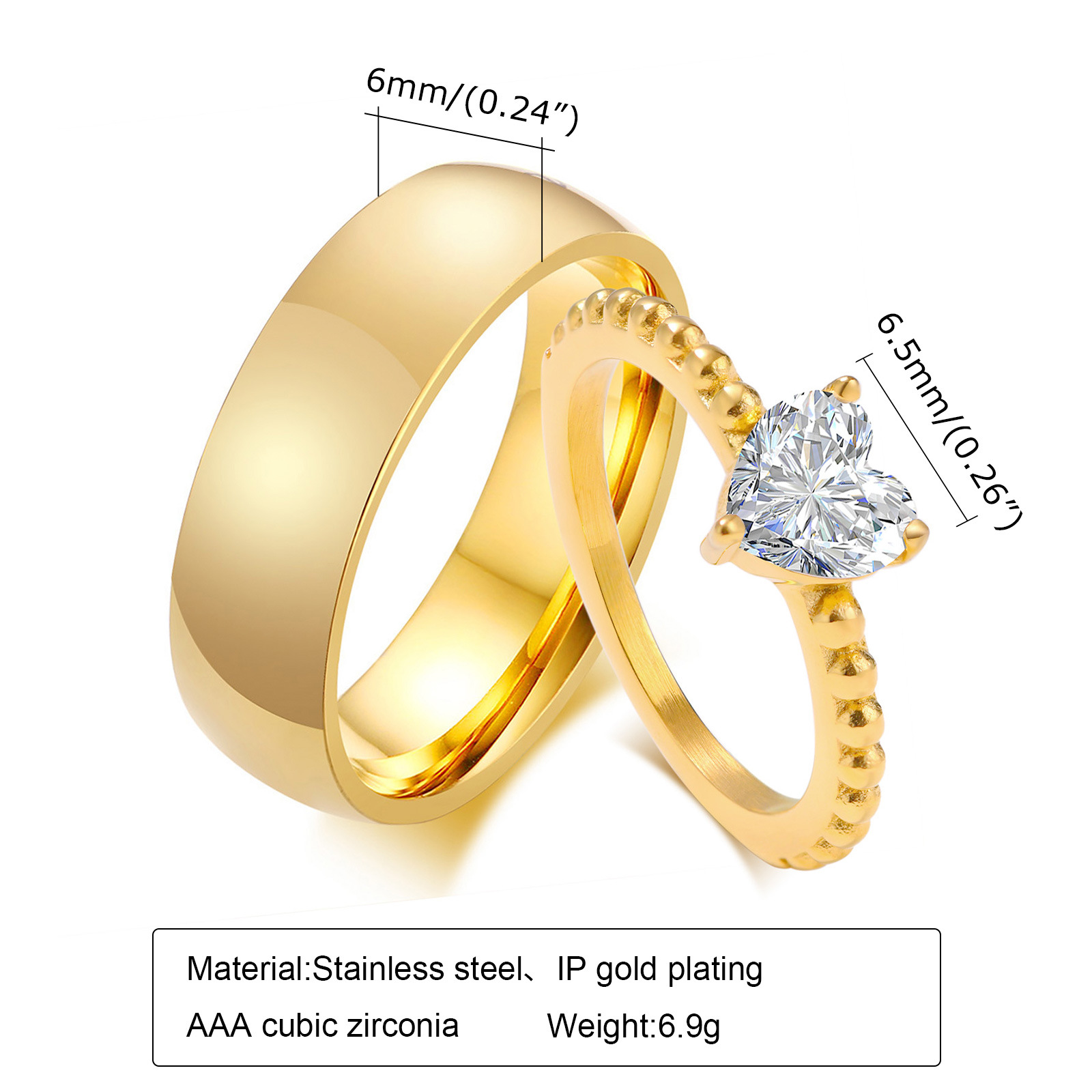 Fashion Heart Shape Solid Color Titanium Steel Inlaid Zircon Rings display picture 1