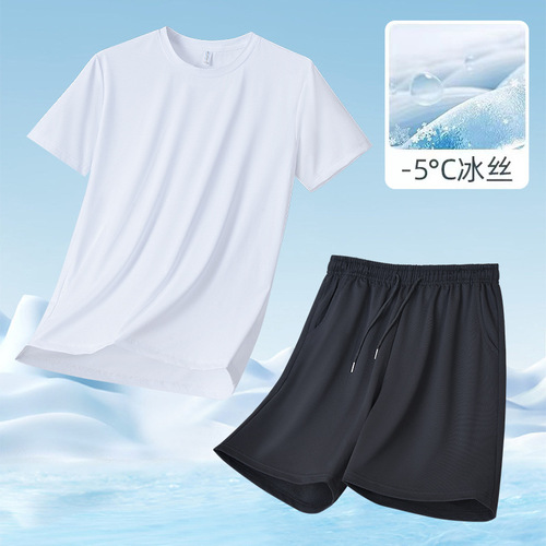 New American Trend Sporty Casual Set, Streetwear Brand for Men and Women, Simple and Fashionable Two-Piece Set, Short-Sleeve T-Shirt and Short Shorts for Casual Wear