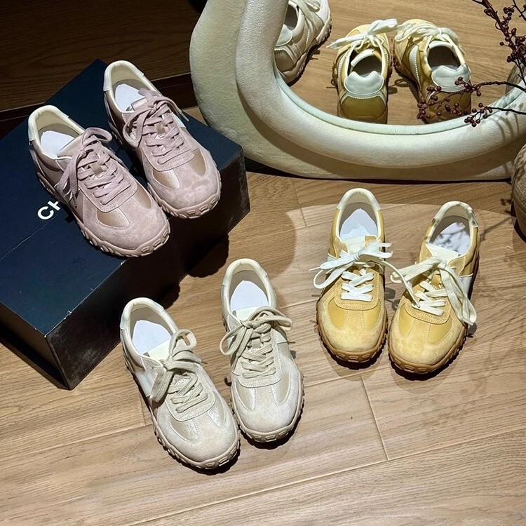 Sheepskin version ~ new small height training shoes women's versatile lace-up casual sneaker thick-soled dad shoes