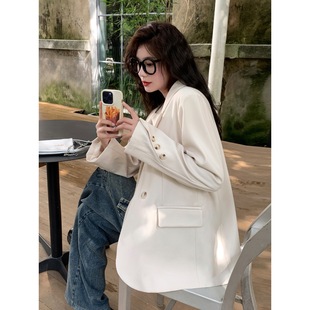 Plus Size Fat Mm2025 Spring Outwear Women's Korean Style Casual Loose Versatile Suit Covering the Flesh and Slimming Look Top