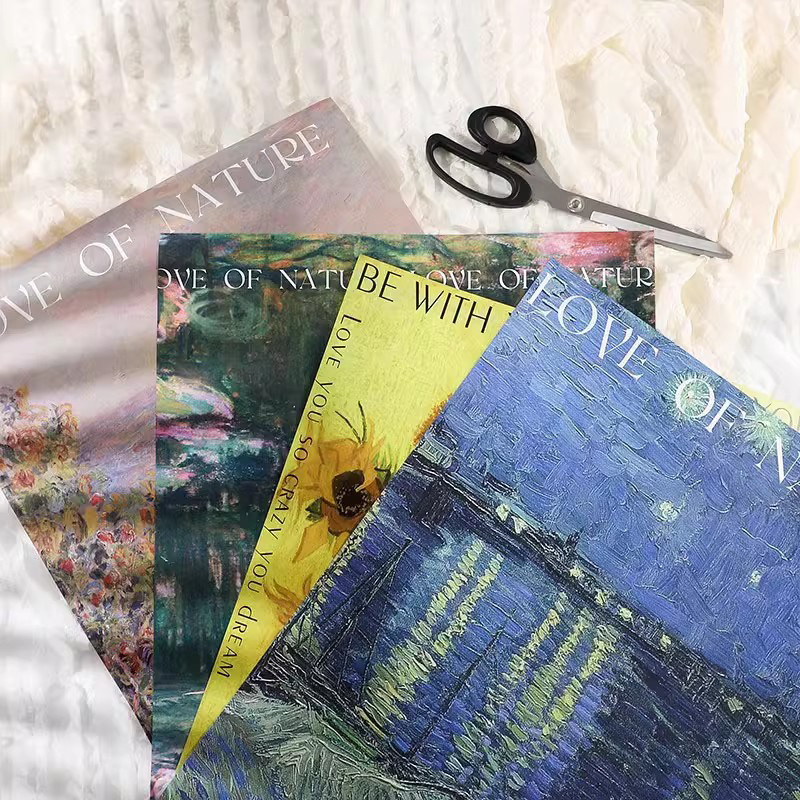 Huaxi romántica pintura al óleo atmósfera de papel de embalaje de flores papel kraft florista ramo de flores papel de embalaje de flores