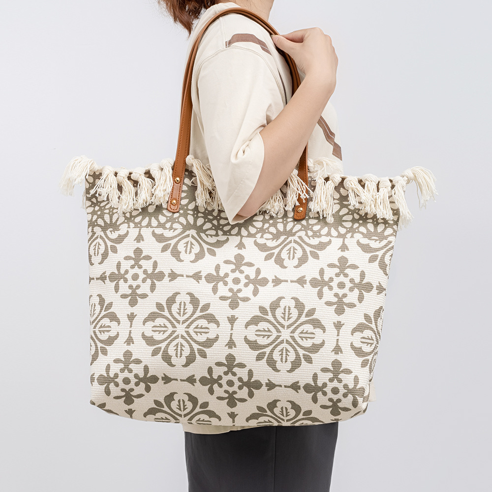 ENSPT Tote Commuter Canvas Bohemian Ethnic Style Bedruckte Handtasche für Damen_voghion.com