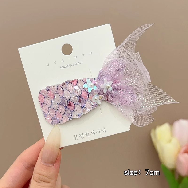 Clips de cabello de cola de sirena brillante para niños frente lateral frangeo clips de cabello rotos clips de cabello de princesa de niña