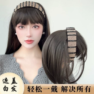 假发女加宽水钻发箍刘海一体仿真发增发量遮头顶白发增发量补发块
