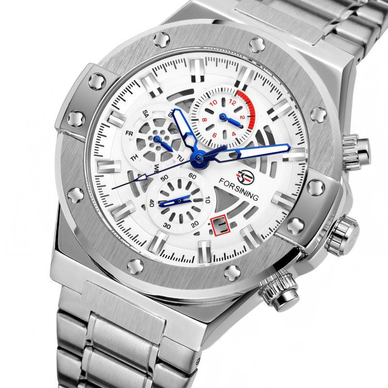 Forsining Real Three-Eye Fashion Men's Mechanical Watch Cross-Border Popular Multi-Functional Waterproof Automatic Mechanical Watch