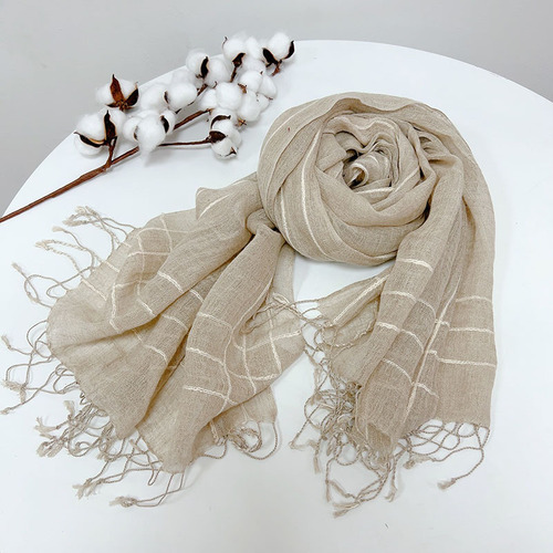 Spring and summer new women's pure linen edge clause rain and dew scarf summer thin versatile breathable shawl tassel scarf