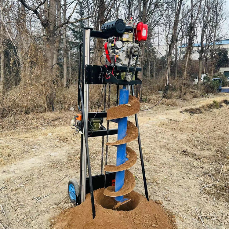 遥控升降电线杆钻坑机 光伏地基打桩机 挖坑直径50厘米