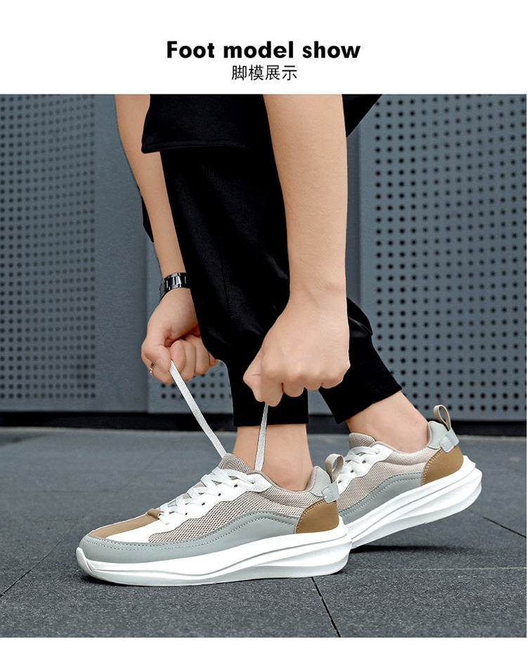 Giày thể thao nam mũi rộng thoáng lưới, giày chạy bộ tập gym ngoài trời form rộng, gót 3–5 cm — 2602 màu kaki, 2602 màu đen chi tiết 10
