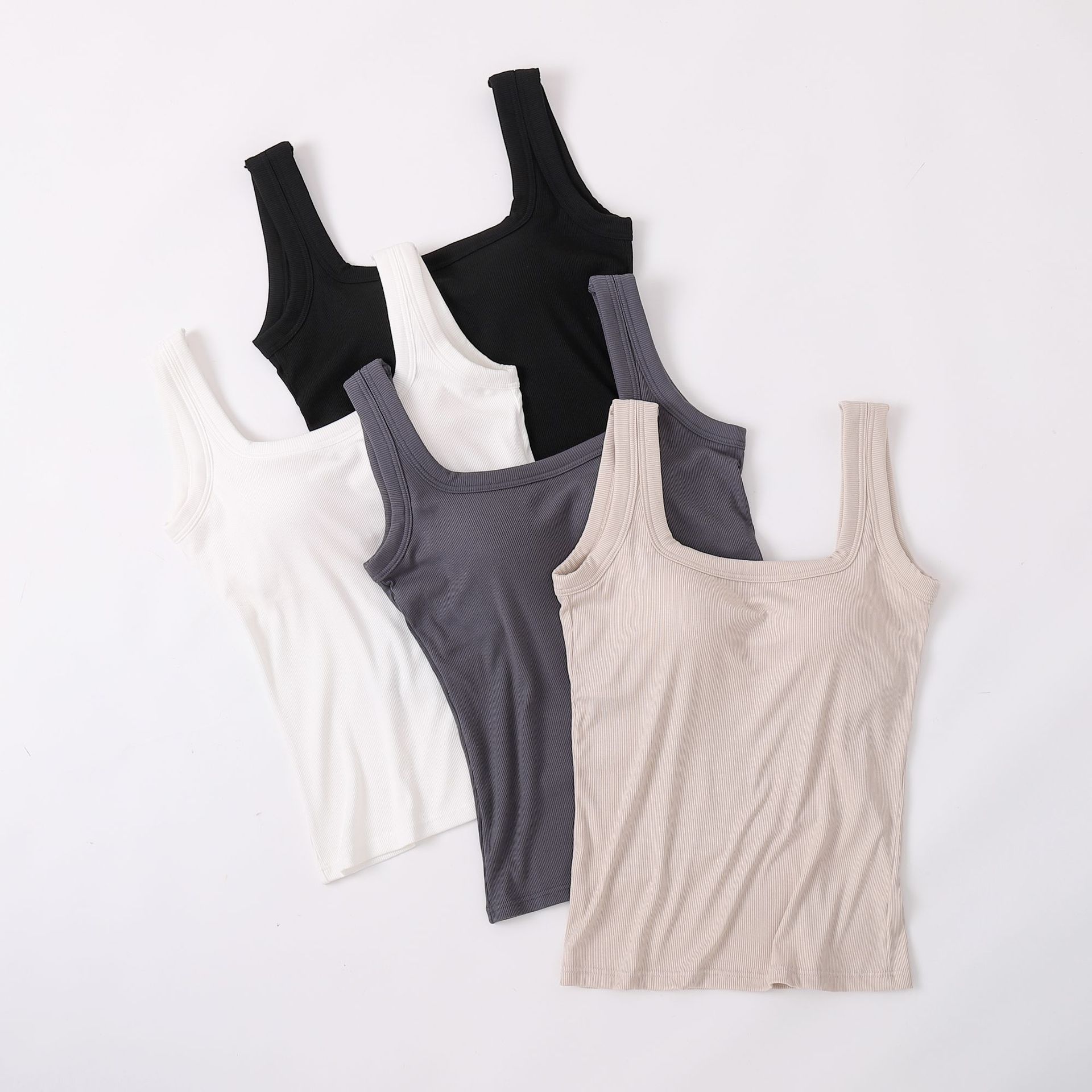 Camisole with chest pad women's slim fit back inner base wide shoulder strap thread thin outer wear new top