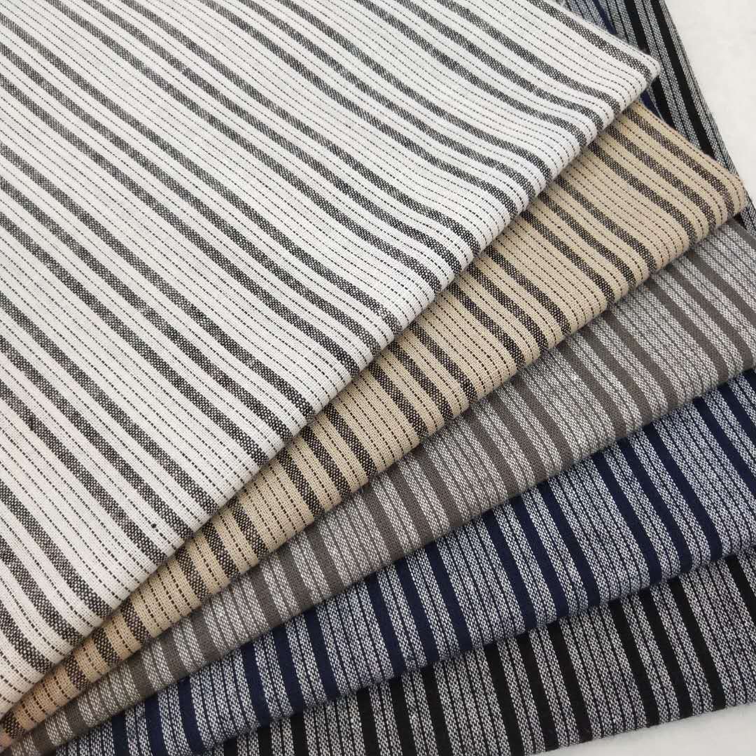 棉麻条纹亚麻棉色织条麻条面料棉麻色织条子夏季女装童装布